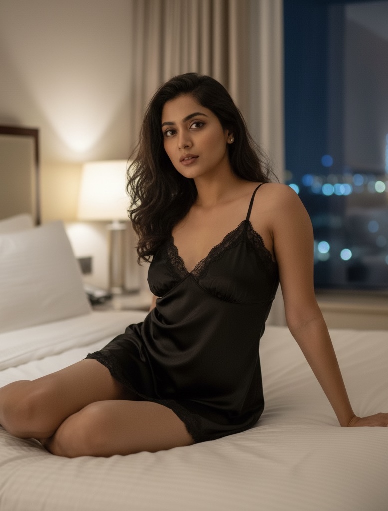 Young independent girl from Zirakpur escort service smiling indoors